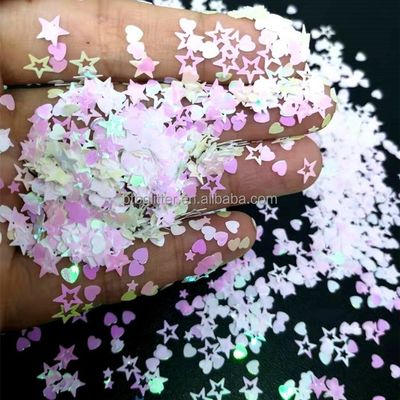 Color personalizado a granel Corazón rosa de forma de estrella abierta 2 oz o 1 kg Bolsa de embalaje Poliéster mezclas de forma gruesa Glitter uñas Oportunidad de Pascua