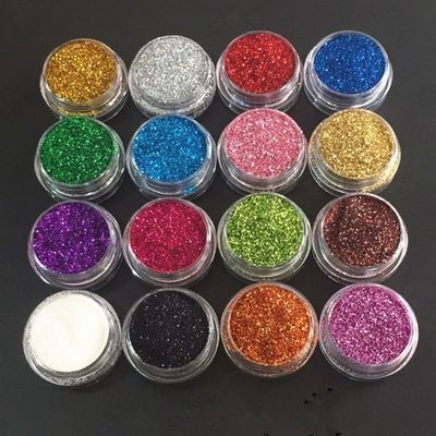 Excelente efecto en las uñas 1/128 Polvo de brillo en polvos de tonos de colores por stock de fabricación
