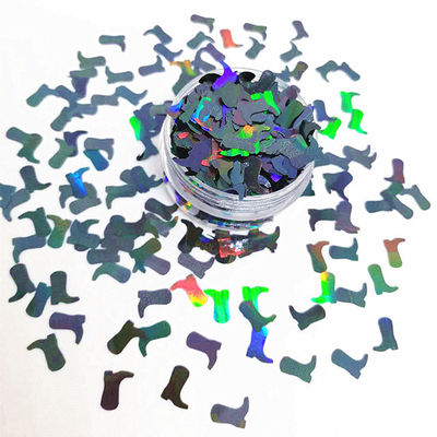 Decoración de bodas Poliéster Holográfico Botas de vaquero negro forma brillante para la ocasión de la artesanía