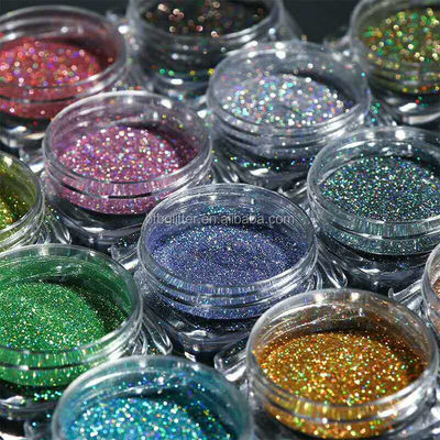 Holográfico resistente a los disolventes finas uñas Art Brillo en polvo 1/128 1/170 1/256 1/360 1/500 1/700 Brillo en polvo fino