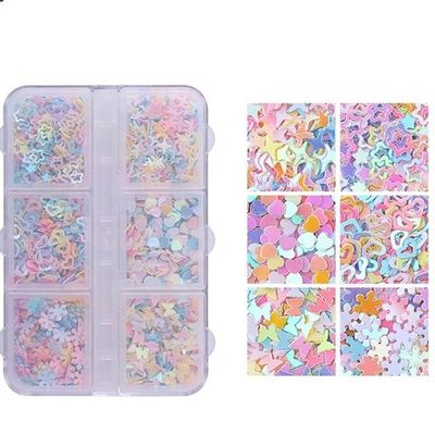 Añadir brillo a sus fiestas de decoración con 6 caja de PVC Sequins Star Heart Número de luna y forma de elefante tamaño 3mm
