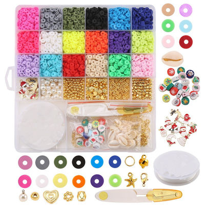 Perlas de arcilla de polímero Ronda plana en forma redonda para joyería de bricolaje Kit de fabricación de joyas Loops hechos a mano Brazaletes collar Orecillos