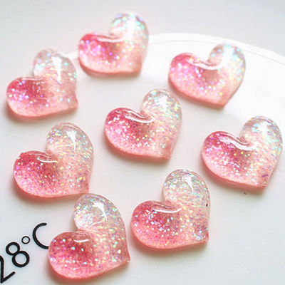 Colorido rosa de relieve Mini Brillo Resina Corazón para Artesanía Niños Regalo