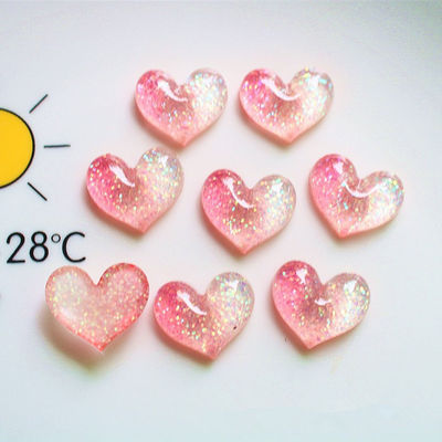Colorido rosa de relieve Mini Brillo Resina Corazón para Artesanía Niños Regalo