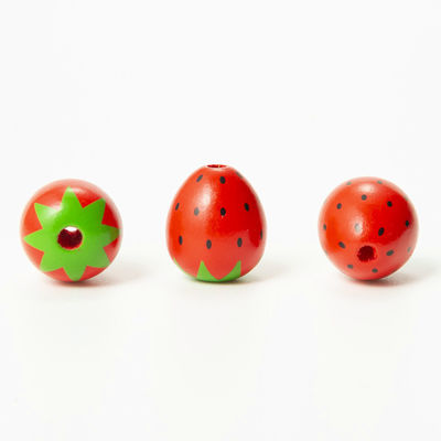 Perlas de artesanía de madera roja estilo flor Perlas de fresa de madera para joyería Hacer artesanías DIY