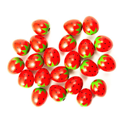 Perlas de artesanía de madera roja estilo flor Perlas de fresa de madera para joyería Hacer artesanías DIY