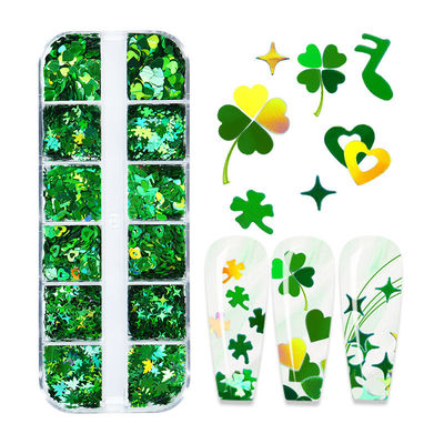 Miles de opciones ofrecidas Caja Colección de festivales irlandeses Sequins Día de San Patricio Sequins Clover Sequins verdes para uñas Accesorios
