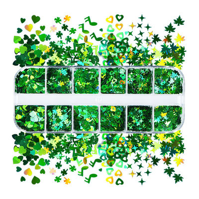 Miles de opciones ofrecidas Caja Colección de festivales irlandeses Sequins Día de San Patricio Sequins Clover Sequins verdes para uñas Accesorios