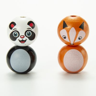 0.5-3CM Tamaño de las cuentas de madera de los animales de las cuentas de madera Panda y zorro de las cuentas sueltas de las cuentas Ideal para artesanía ropa y proyectos de bricolaje