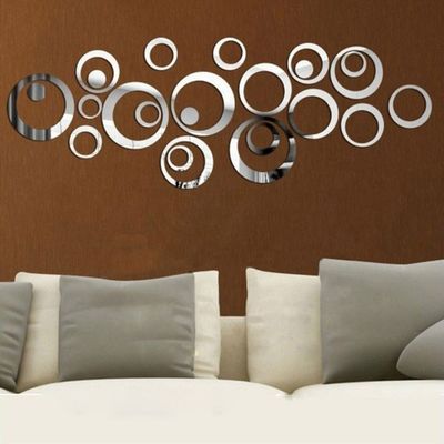 Decoraciones para el hogar. Regalos Acrílico circular pegatinas de pared de espejo tridimensional para sala de estar dormitorio TV Pared de fondo