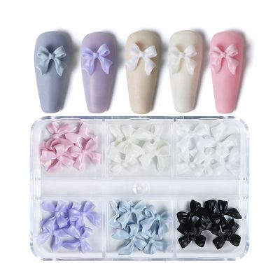 Decoración navideña 30 Accesorios de arte de uñas de resina de arco en caja con cinta negra Adhesivos de arte de uñas impresos japoneses y coreanos
