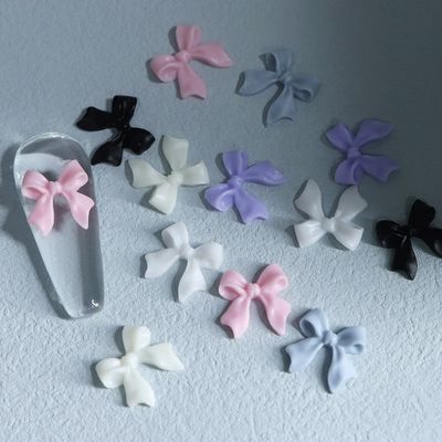 Decoración navideña 30 Accesorios de arte de uñas de resina de arco en caja con cinta negra Adhesivos de arte de uñas impresos japoneses y coreanos