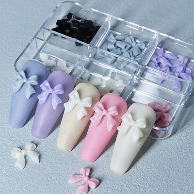 Decoración navideña 30 Accesorios de arte de uñas de resina de arco en caja con cinta negra Adhesivos de arte de uñas impresos japoneses y coreanos