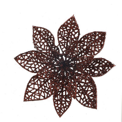 Decoración del día de Navidad Flor de Navidad de 15 cm de doble capa Árbol de Navidad hueco Flor decorativa de oro Flor en polvo