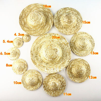 Sombrerito de paja tejido artesanal Mini Sombrerito de paja tejido a mano Sombrerito de decoración artesanal DIY Accesorio Color natural