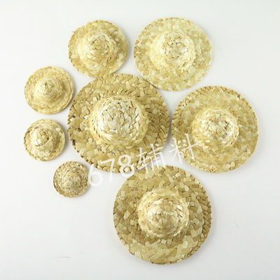 Sombrerito de paja tejido artesanal Mini Sombrerito de paja tejido a mano Sombrerito de decoración artesanal DIY Accesorio Color natural