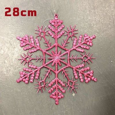 28CM 35CM Copos de nieve de Navidad Ornamentos en forma de brillo Decoraciones colgantes para exteriores y vacaciones Decoración ecológica