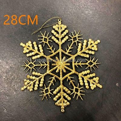 28CM 35CM Copos de nieve de Navidad Ornamentos en forma de brillo Decoraciones colgantes para exteriores y vacaciones Decoración ecológica