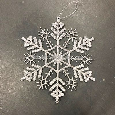 28CM 35CM Copos de nieve de Navidad Ornamentos en forma de brillo Decoraciones colgantes para exteriores y vacaciones Decoración ecológica