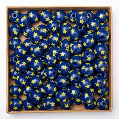 Vestido de vendaje de cuentas de madera con forma de agujero Estrella de nieve de Navidad rayas de 16 mm Cuentas de madera para volver a la escuela