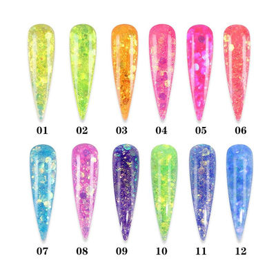 OEM / ODM Sí 30G Brillo con polvo acrílico mezclado 30G Embalaje de botellas para belleza Arte de uñas Flores Cristales de uñas
