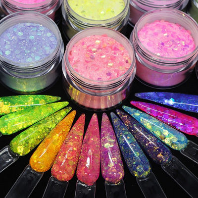 OEM / ODM Sí 30G Brillo con polvo acrílico mezclado 30G Embalaje de botellas para belleza Arte de uñas Flores Cristales de uñas