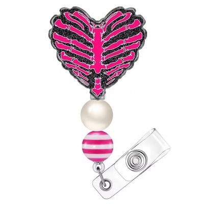 Color personalizado Moda Resina Brillo Perlas Acrílicas Retráctiles Enfermería Insignia Carrete Anime lindo Nombre Etiqueta Tarjeta de identificación Portador de cordón