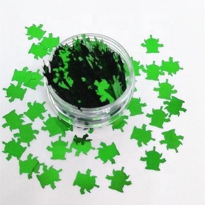 10 mm de plástico Árbol de nieve Estrella en polvo Decoración navideña Alienígenas verdes Platillo hombre Brillo Decoraciones de bricolaje con bolso de papel metálico