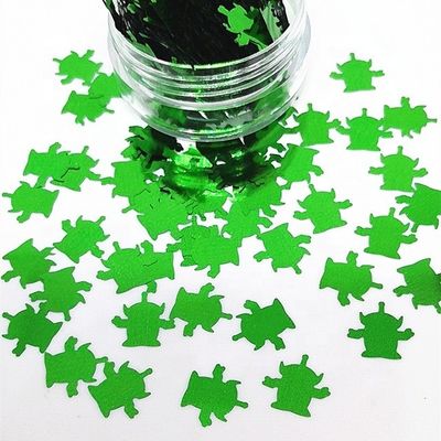 10 mm de plástico Árbol de nieve Estrella en polvo Decoración navideña Alienígenas verdes Platillo hombre Brillo Decoraciones de bricolaje con bolso de papel metálico