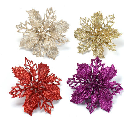 16CM Plastic Simulación Flor Decorativa Coronilla de Navidad Perfecto para bricolaje Decoraciones de Fiestas de Navidad colgantes