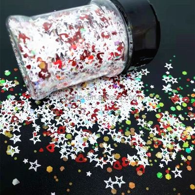 Resistente a altas temperaturas Brillo mixto Estrella abierta Corazón abierto Formas gruesas Sequins Brillo epoxi para resistencia a los disolventes