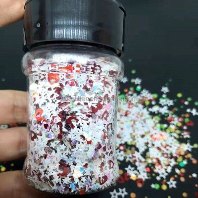 Resistente a altas temperaturas Brillo mixto Estrella abierta Corazón abierto Formas gruesas Sequins Brillo epoxi para resistencia a los disolventes