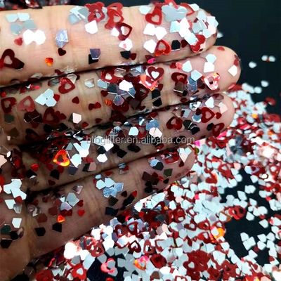 Resistente a los disolventes Día de San Valentín Glitter suelto Poliéster Chunky Glitter a granel para el arte de uñas
