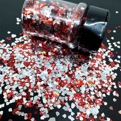 Resistente a los disolventes Día de San Valentín Glitter suelto Poliéster Chunky Glitter a granel para el arte de uñas
