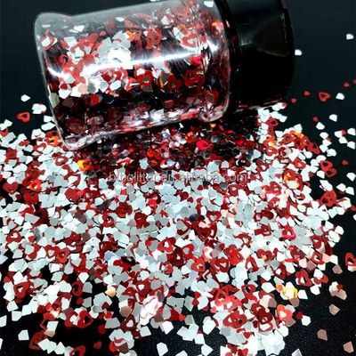 Resistente a los disolventes Día de San Valentín Glitter suelto Poliéster Chunky Glitter a granel para el arte de uñas