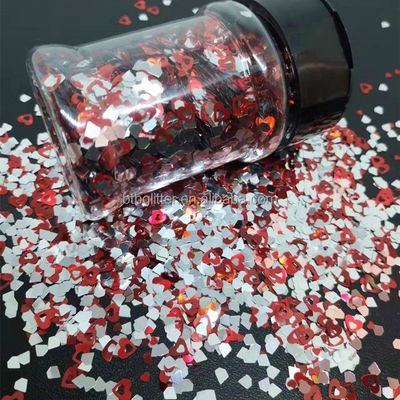 Resistente a los disolventes Día de San Valentín Glitter suelto Poliéster Chunky Glitter a granel para el arte de uñas