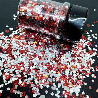 Resistente a los disolventes Día de San Valentín Glitter suelto Poliéster Chunky Glitter a granel para el arte de uñas