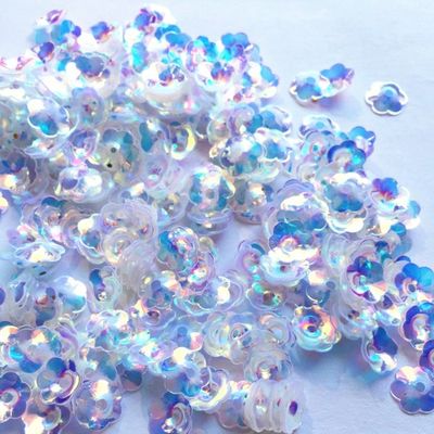 Flor de estilo Aurora Color de ciruela Sequins sueltas 8 mm Transparente 12 mm Accesorios de PET para coser zapatos 365 colores incluidos