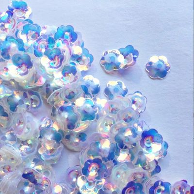 Flor de estilo Aurora Color de ciruela Sequins sueltas 8 mm Transparente 12 mm Accesorios de PET para coser zapatos 365 colores incluidos