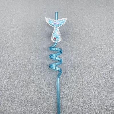 Decoración de impresión de corte a presión Navidad Reutilizable Glitter Estrellas Sirena pajitas para la fiesta de cumpleaños de la sirena favores 24pcs