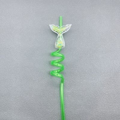 Decoración de impresión de corte a presión Navidad Reutilizable Glitter Estrellas Sirena pajitas para la fiesta de cumpleaños de la sirena favores 24pcs