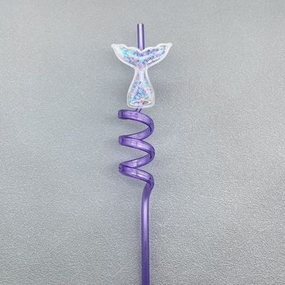 Decoración de impresión de corte a presión Navidad Reutilizable Glitter Estrellas Sirena pajitas para la fiesta de cumpleaños de la sirena favores 24pcs