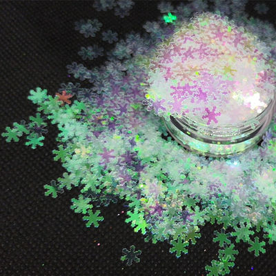 Colgante de botella de vidrio de 3 mm de resina Star para las vacaciones de invierno Brillo de Navidad Forma de nieve Poliéster Nail Art Regalos Cajas a granel