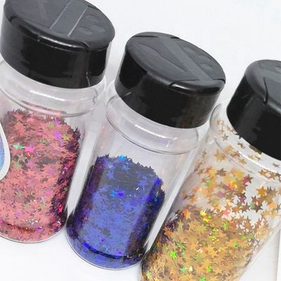 Decoración del hogar 1 oz 2 oz 3 oz 5 oz Glitter Shaker de plástico con filtro de tapa negra y tapa abierta en Europa Característica regional