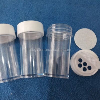 1 oz 2 oz 3 oz 5 oz contenedores de brillo con filtro de tapa negra y método de impresión de tapa abierta 1 color Shakers