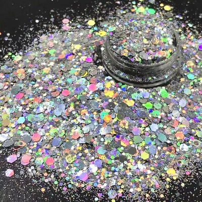 Holográfico de forma gruesa Cosmético Brillo a granel 56 colores para productos de belleza de uñas y red de distribución
