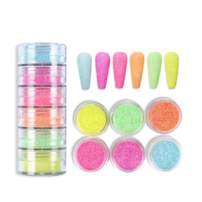 Polyester Glitter Heart Neon Fosfor Powder Nail Glitter Powder fabrica uñas cromadas con PET y PET