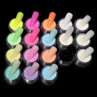 Polyester Glitter Heart Neon Fosfor Powder Nail Glitter Powder fabrica uñas cromadas con PET y PET