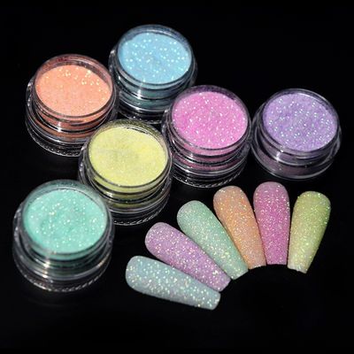 Polyester Glitter Heart Neon Fosfor Powder Nail Glitter Powder fabrica uñas cromadas con PET y PET