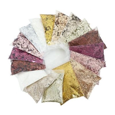 DIY Envasado en bolsas de uñas Glitter astringente Flax Drop Glue Fill Flash Sheet Chunky mezcla de oro Glitter con materiales y OEM / ODM